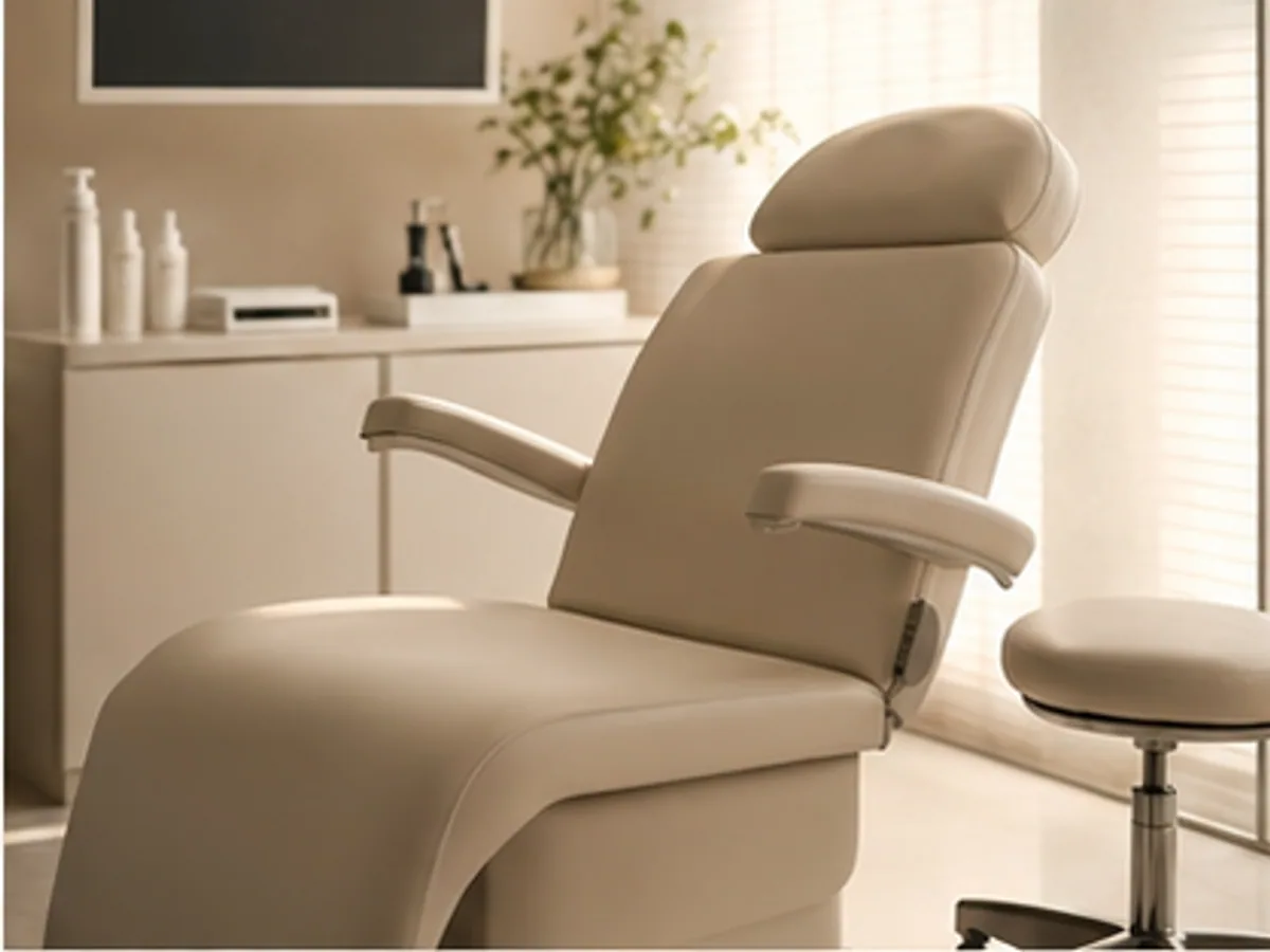 Skin assessment room with a blank display