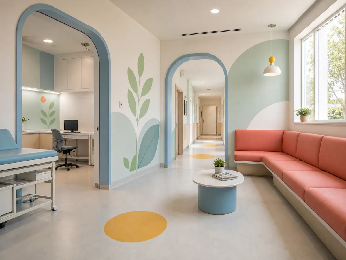 Calm child-welcoming consultation room with botanical details