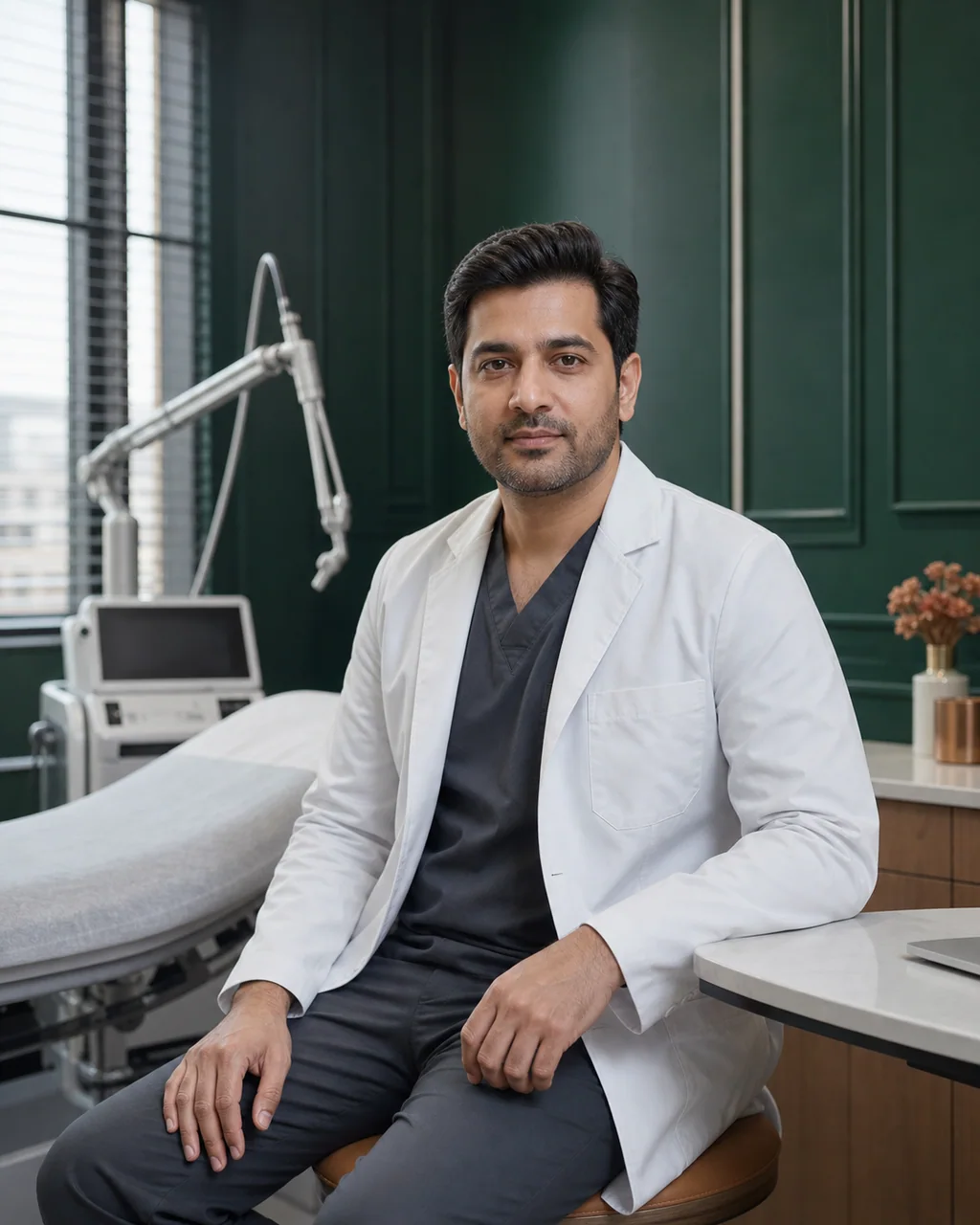 Portrait of fictional dermatologist Dr. Aditya Kaul