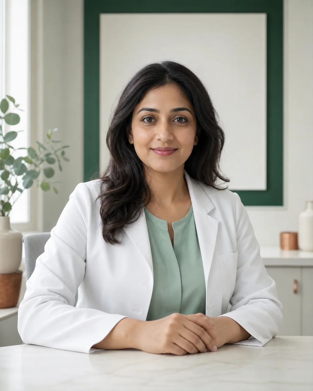Portrait of fictional dermatologist Dr. Neha Prasad