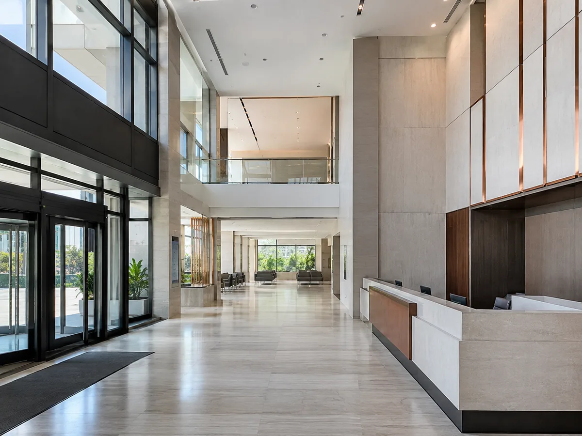 Fictional Stratum arrival desk and waiting hall