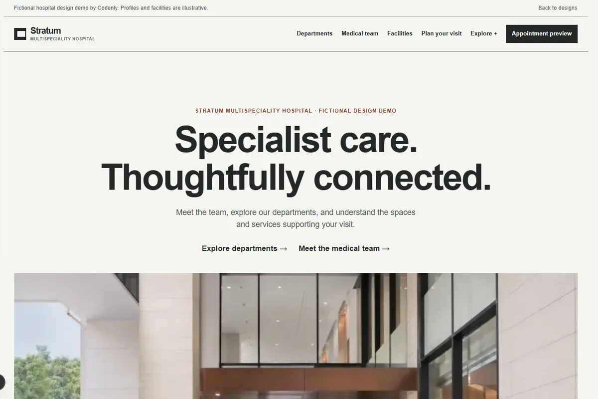 Stratum multispeciality hospital website design demonstration
