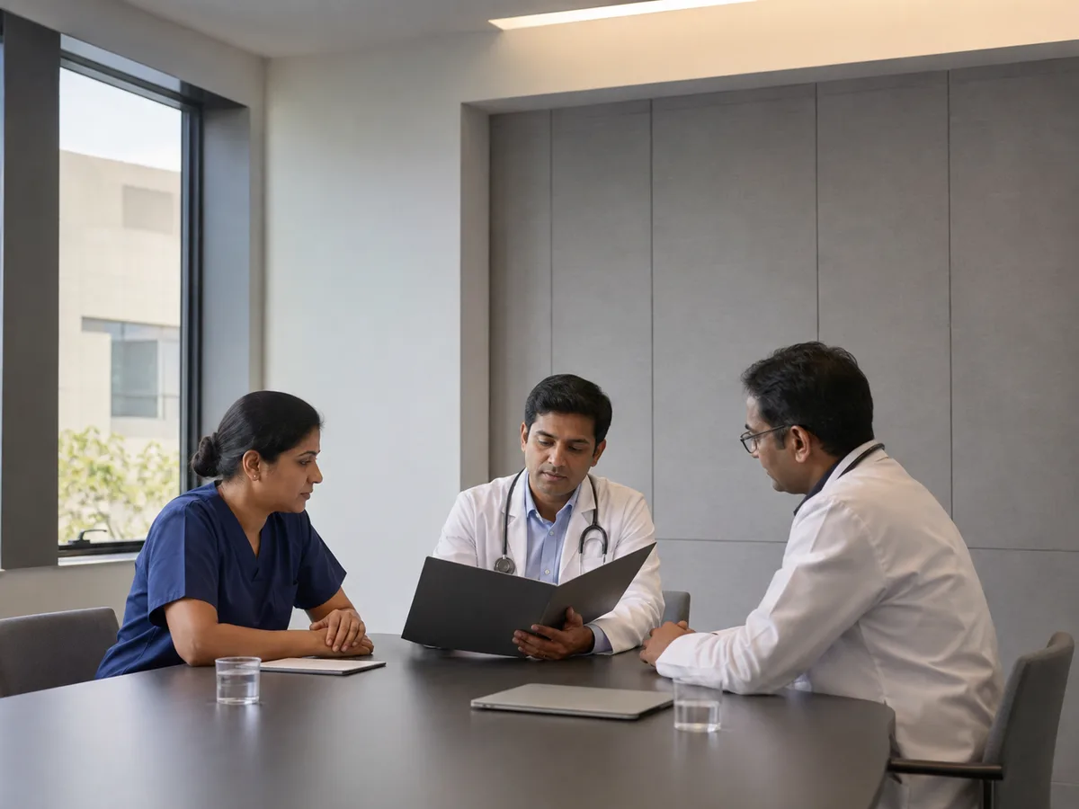 Fictional multidisciplinary team discussion in a neutral meeting room