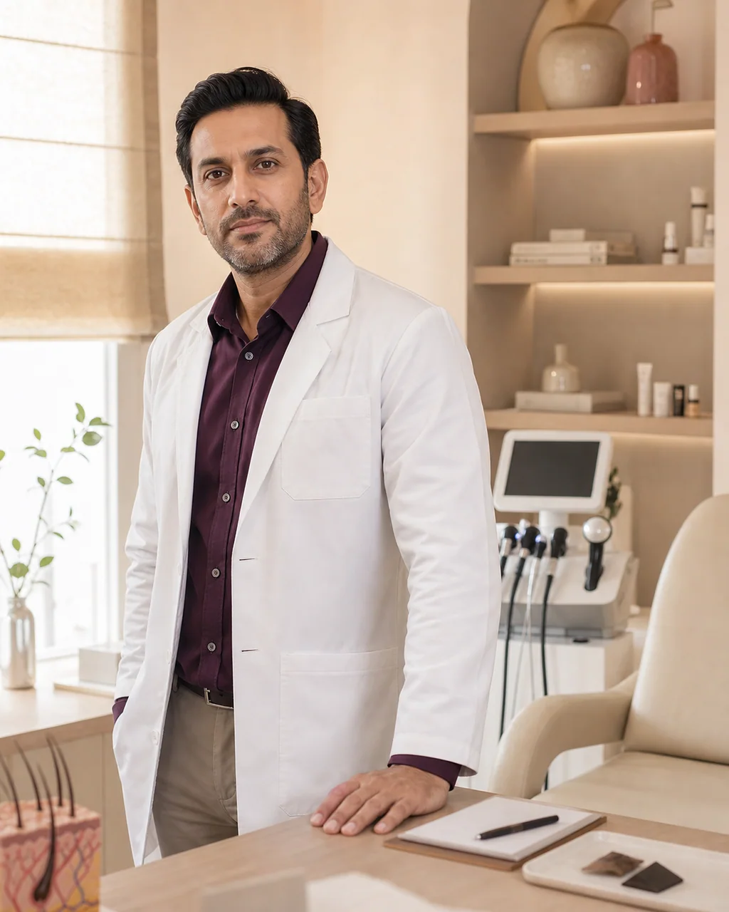 Portrait of fictional dermatologist Dr. Rohan Bedi