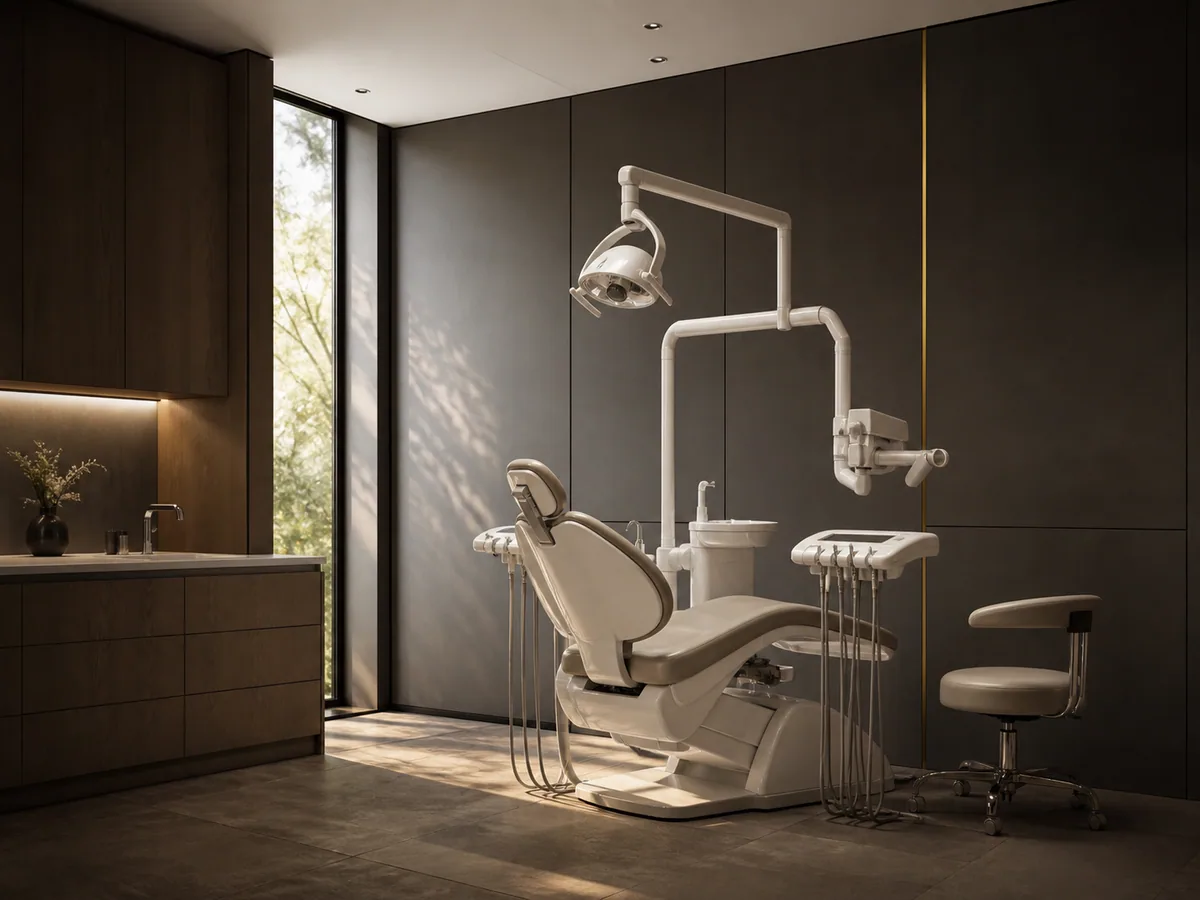Charcoal and oak private dental consultation studio
