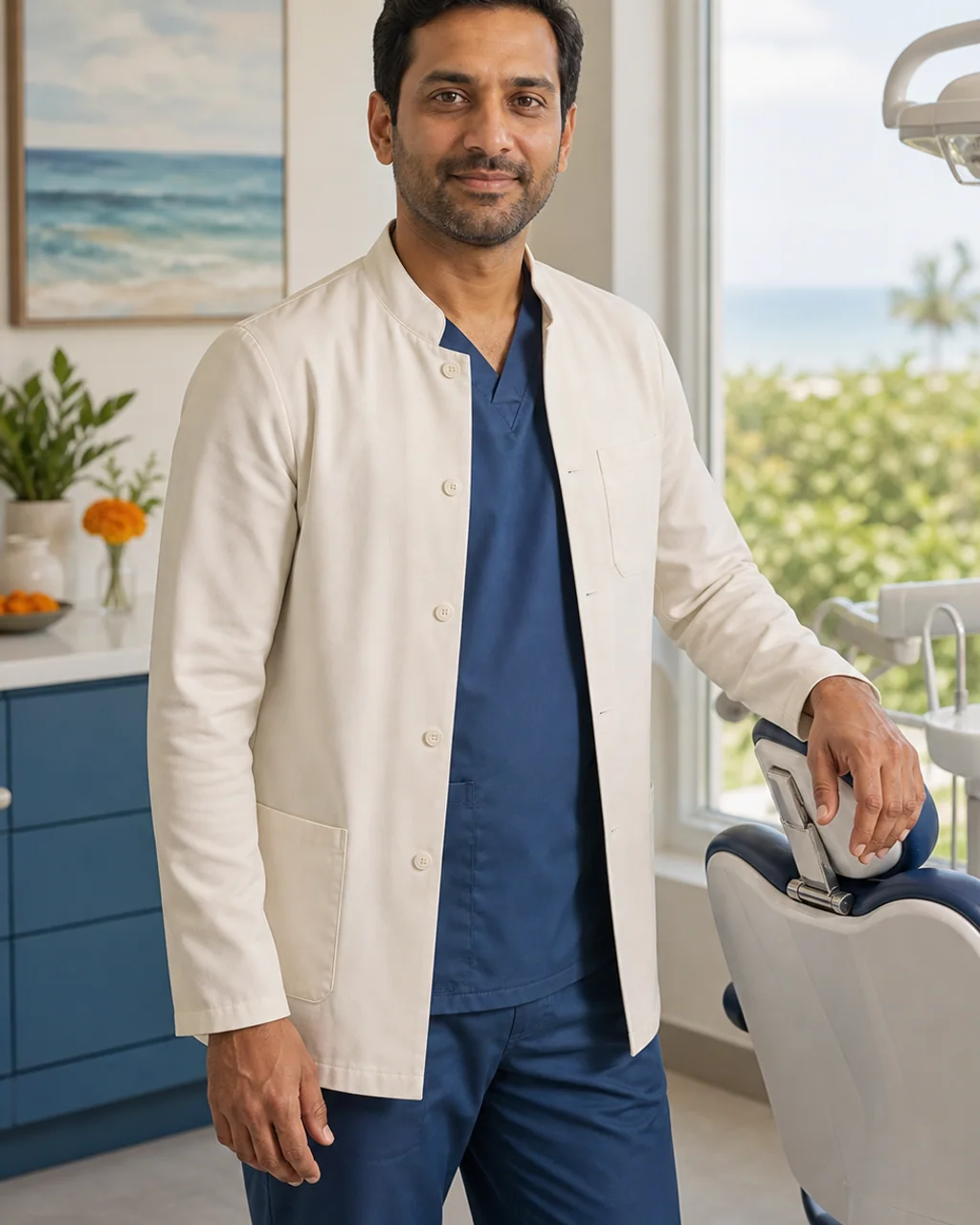 Portrait of fictional dentist Dr. Arjun Mehta